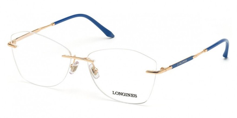 Longines LG5010-H 033 Rose Gold/Blue Rimless Optical Eyeglasses Frame 56-14-140