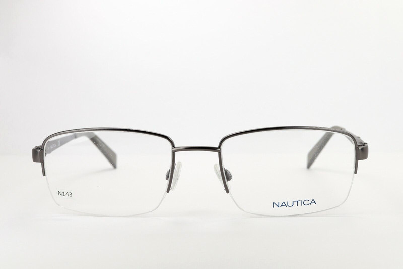 NAUTICA N7265 027 Gunmetal 56-20-140 Half Rimless Eyeglass Frame Flex Hinge N143 gallery