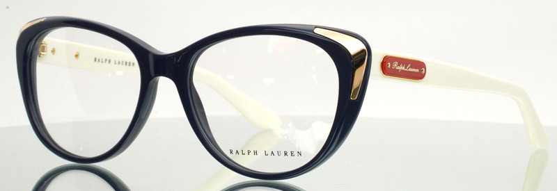 RALPH LAUREN RL6182 5729 Navy Ivory Gold Womens Cat Eye Eyeglasses 54-17-140