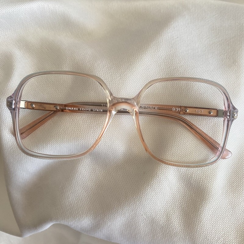 Vintage Swank Spain – Square Frame Eyeglasses Eyewear 53 15 135 Peach Blue