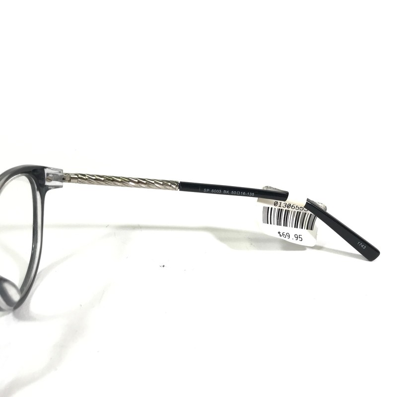 Splendor SP 6003 BK Eyeglasses Frames Black Silver Round Full Rim 50-16-135 gallery