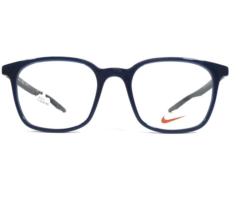 Nike Eyeglasses Frames 7124 420 Blue Square Full Rim White Swoosh Logo 50-19-145 gallery