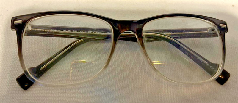 EYE GLASS FRAME BY MODERN SURREAL . MADE IN ITALY (GREY WITH FADE CLEAR COLOR)