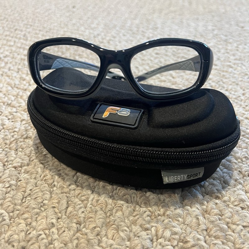 Liberty Sport Rec Specs F8 Slam Goggles Black Gray Eyeglasses Case 52-17-135
