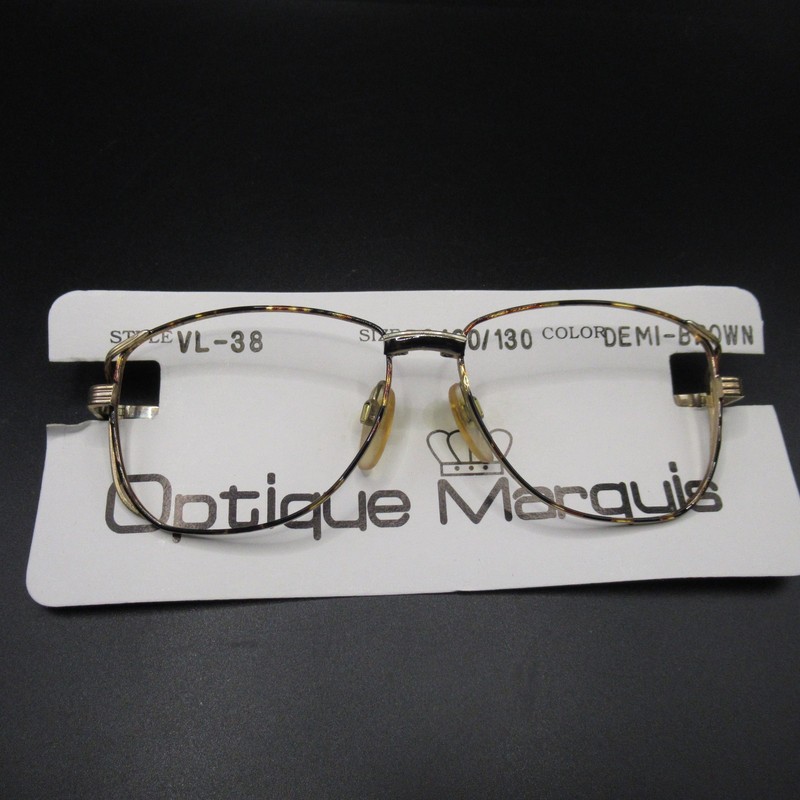 Optique Marquis VL-38 Demi-Brown Gold Metal Half Rim Eyeglass Frames 52-20-130