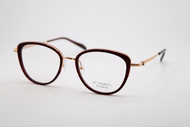 NEW KIO YAMATO KP-254AU COL 05 BURGUNDY GOLD GUNMETAL AUTHENTIC EYEGLASSES 49-18