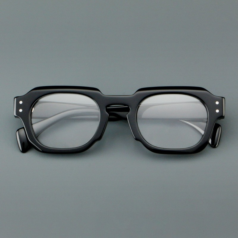 Vintage Square Full Rim Wide Frame Retro Spectacles Clear Lens Green White gallery