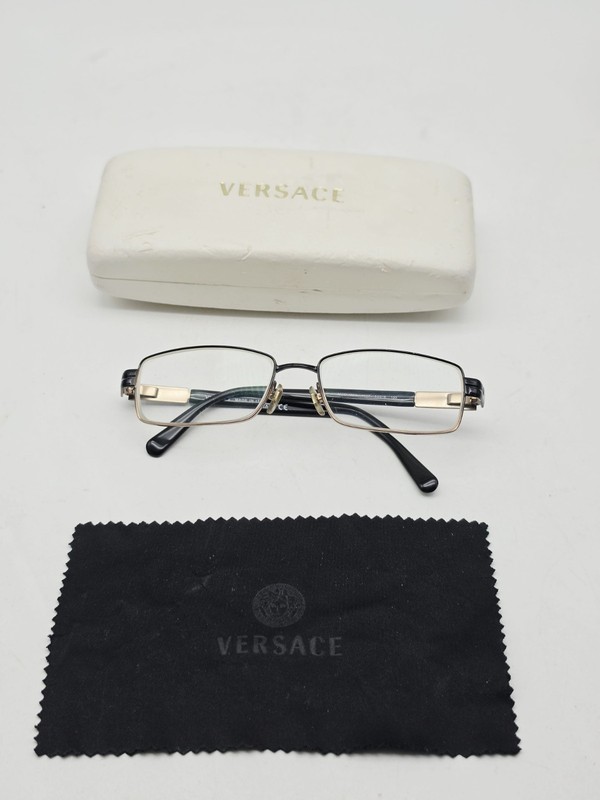 Versace Black Metal Rectangular 1137 MOD 1084 Eyeglasses Frames Italy 53-16 135