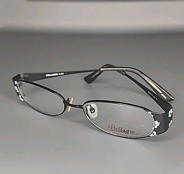 Bellagio Eyewear B545 C03 Black Floral Pattern Full Rim Eyeglass Frame 51/16/135
