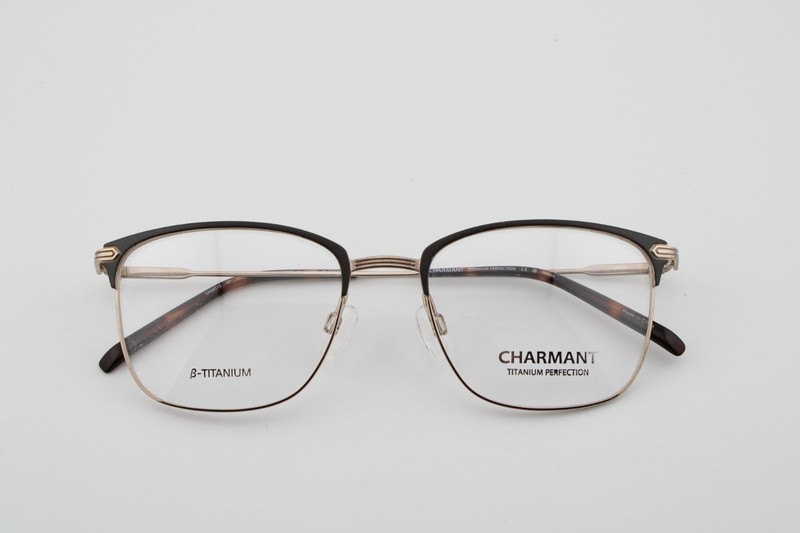 NEW CHARMANT CH29715 GP GOLD/HAVANA/BROWN TITANIUM EYEGLASSES FRAMES 54-19-145 gallery