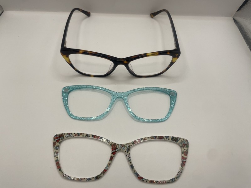 PAIR EYEWEAR THE WANDA 059 TORTOISE EYEGLASS FRAMES 53-16-140 & 2 TOPPERS W/CASE