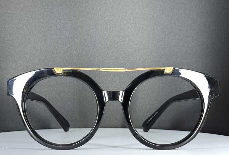 VTG UNBRANDED Aviator Black Womens Round Full Rim Eyeglasses FRAMES ONLY gallery