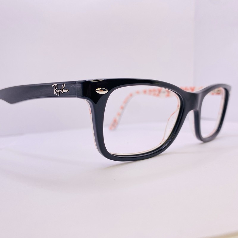 Ray-Ban Eyeglasses Frames RB 5228 5014 50 [] 17 140 Black White Red Logo Txt