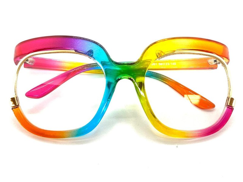 Oversized Vintage Retro Style Clear Lens EYE GLASSES Large Rainbow Optical Frame gallery
