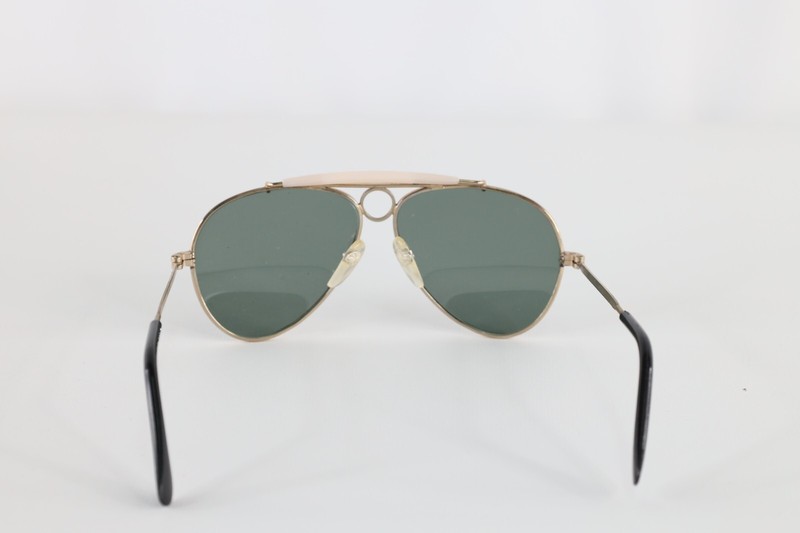 Vintage 90s Streetwear Cross Bar Aviator Sunglasses Glasses Gold Gray Lenses gallery
