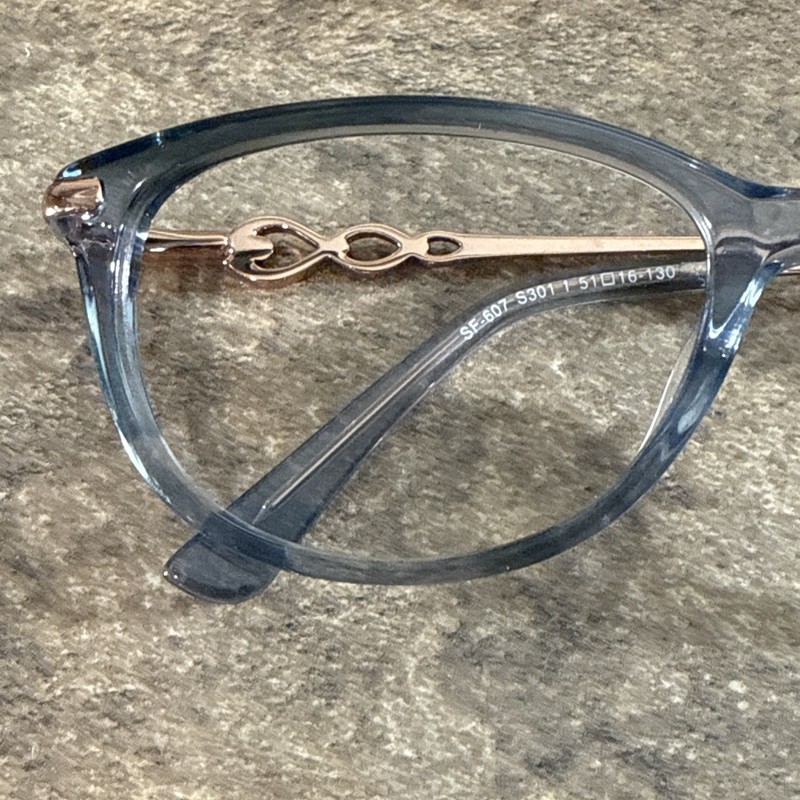 Superflex SF-607 S301 Blue Rose Gold Eyeglasses Frame Only Cat Eye 51-16-130-36 gallery