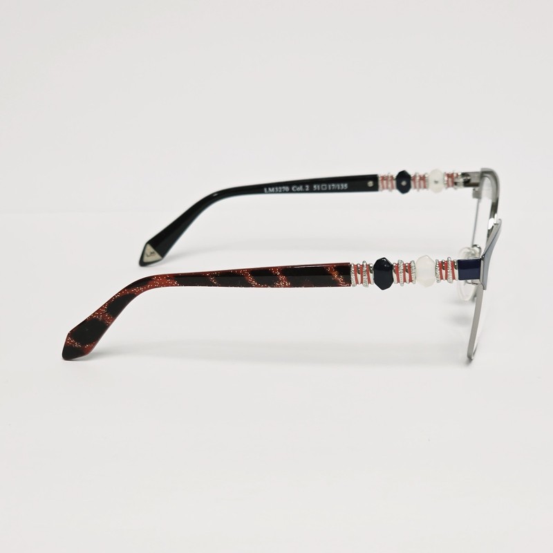 La Matta LM3270 Women's Glasses in Blue / Silver w/ Red-Gold Glitter | 51mm gallery