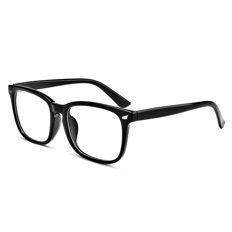 Square Frame Clear Lens Glasses Non Prescription Eyeglasses(A1 Bright Black)