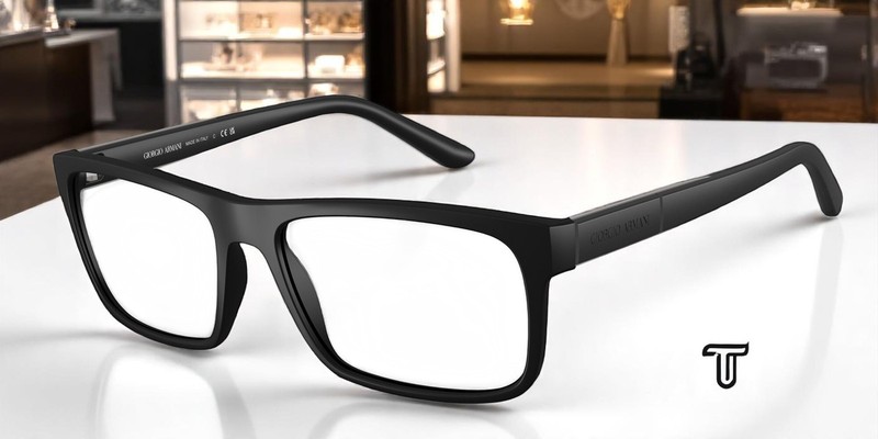 GIORGIO ARMANI AR7042 5063 56 Black Rubber Demo Lens 56 mm Men’s Eyeglasses