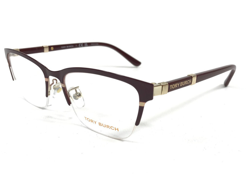 Tory Burch Eyeglasses Frames TY1069 3313 Bordeaux Red Gold Half Rim 53-18-140 gallery