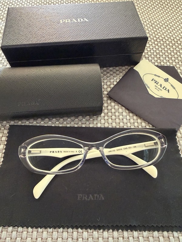 PRADA Milano VPR110 Oval Eyeglasses 54-16 135 White Lilac Case Box Cloth