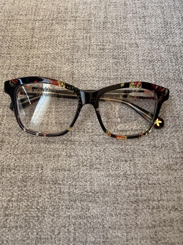 Christian Lacroix Eyeglasses Frames CL1076 52-15-140 Black Floral Cat Eye Women gallery