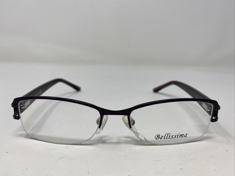 Bellissima BL 1034B 2501 52-17-135 Dark Purple Half Rim Eyeglasses Frame WC00