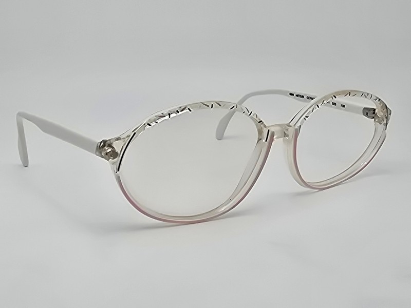 Metzler 0641 926 En Vogue Crystal Clear Pink White Eyeglasses Frame Germany 56mm
