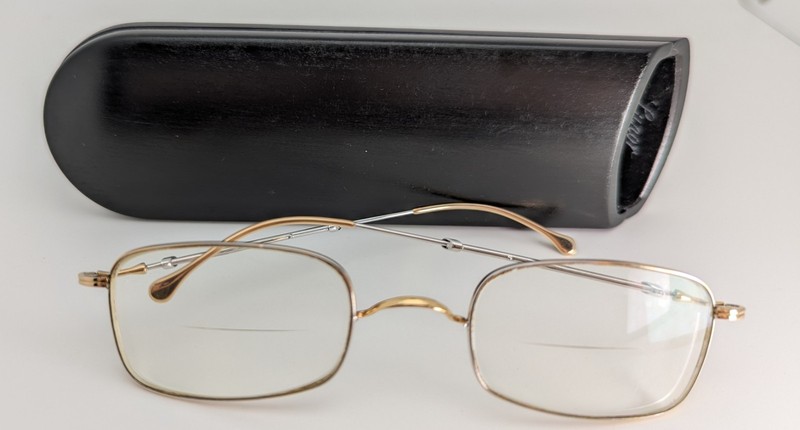 Rare Lunor Germany Telescoping Temple Eyeglass Frames Original Wood Case