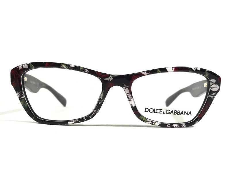 Dolce & Gabbana Eyeglasses Frames DG3202 3019 Black Red White Floral 47-15-130