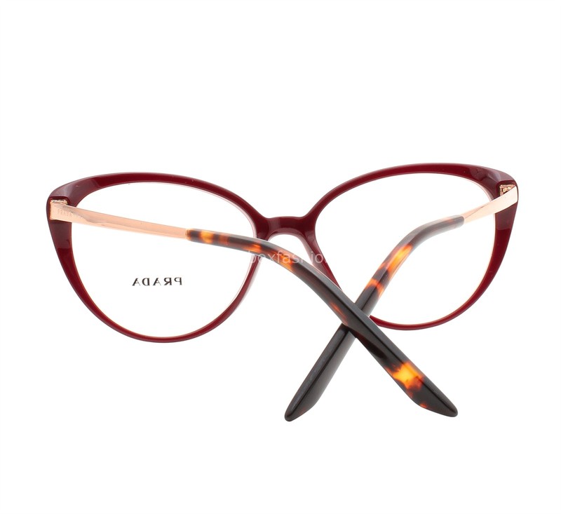 Prada Eyeglasses Glasses VPR 06W UAN-1O1 Glossy Red Rose Gold 53mm with Pouch gallery