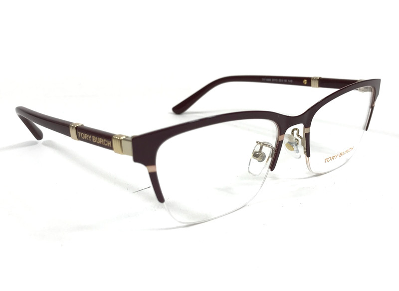 Tory Burch Eyeglasses Frames TY1069 3313 Bordeaux Red Gold Half Rim 53-18-140 gallery