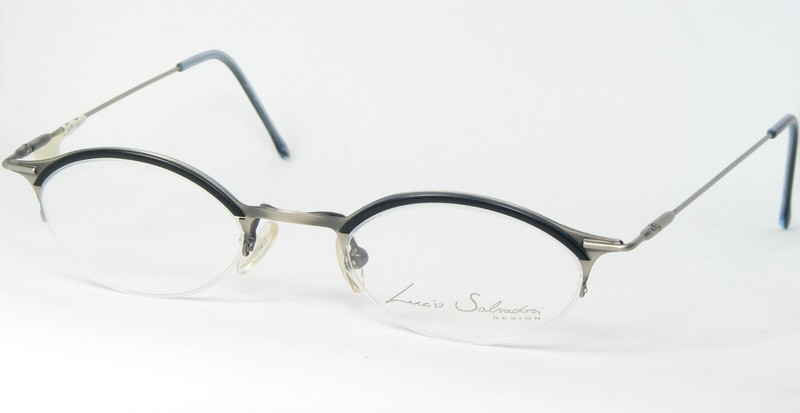 LUCIO SALVADORI 2004 NY S.5 ANTIQUE SILVER /BLACK EYEGLASSES 44-21-140mm Italy