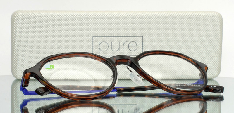 PURE by AIRLOCK P-2011 242 Tortoise Mens Round Eyeglasses 51-19-145 B:44