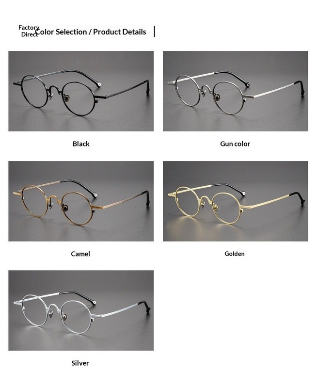 Retro Antique Round Full Rim Titanium Alloy Eyeglass Frame Eyewear for Men Women gallery