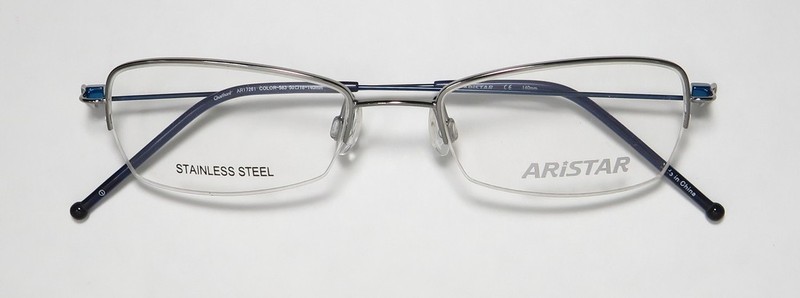 NEW ARISTAR 17261 EYEWEAR 583 WOMENS DESIGNER HALF-RIM 50-18-140 SILVER METAL & gallery