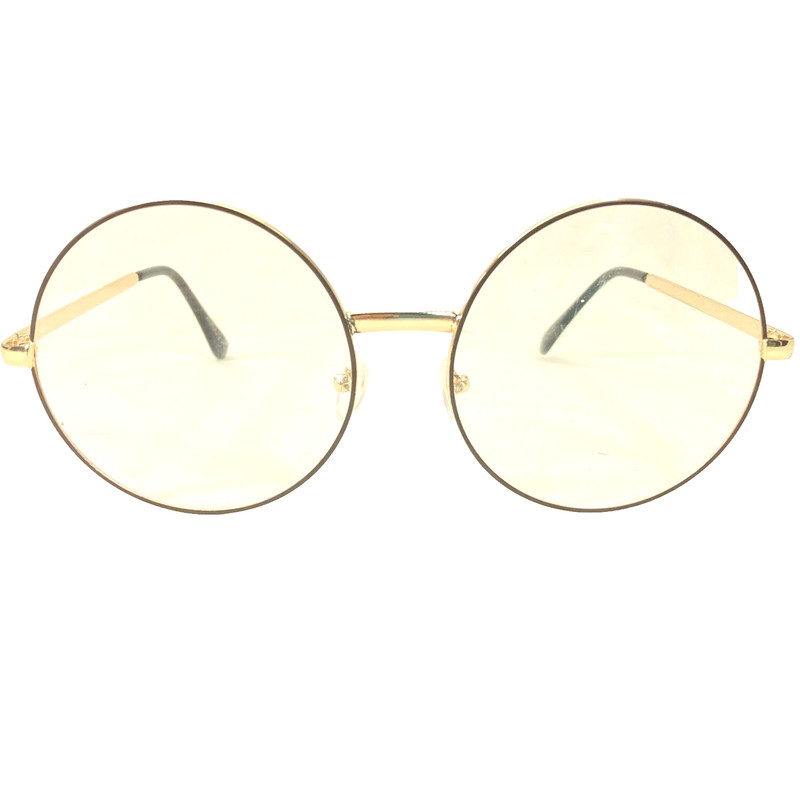 ZeroUV Eyeglasses Frames Gold Metal Hairy Potter Round Large 2.25″ Lennon Hippie