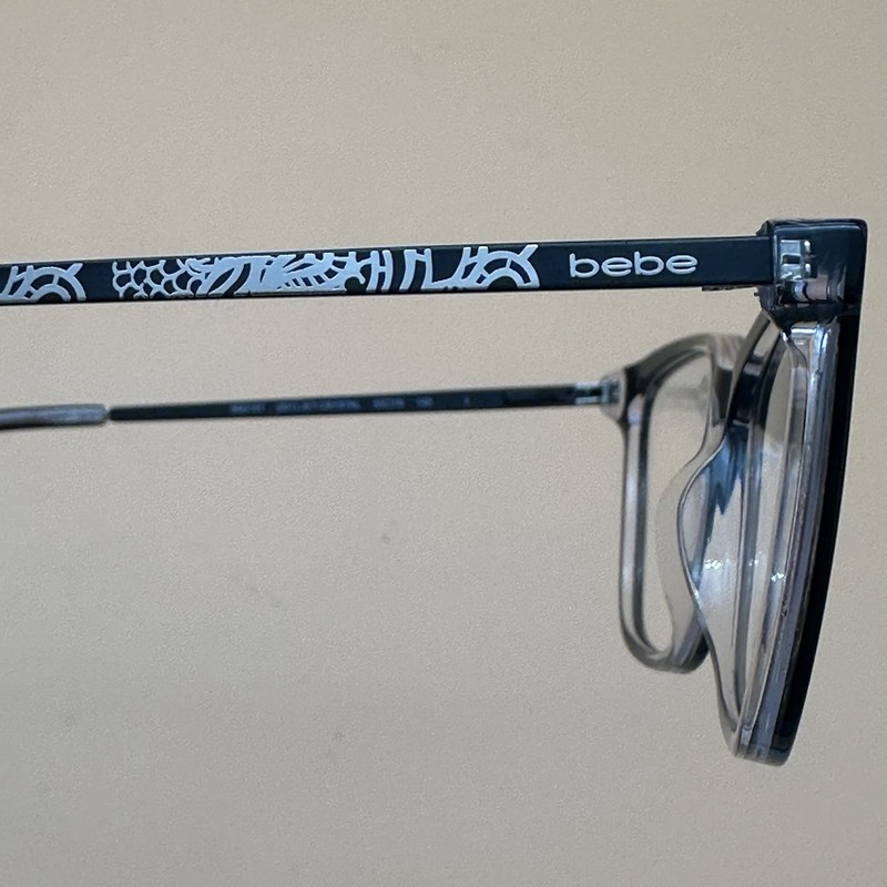 bebe Black Rectangular Full Rim Plastic/Metal Eyeglass Frames Floral 53-16 135 gallery