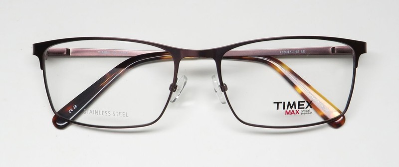 NEW TIMEX 2:37 PM EYEGLASS FRAME METAL & PLASTIC FULL-RIM BROWN 58-18-145 MENS gallery