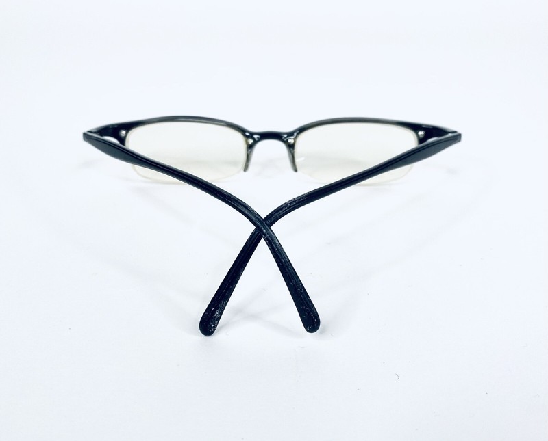 RayBan Black & Clear Lucite Half Rim Rectangular Glasses Italy 48 19 145 gallery