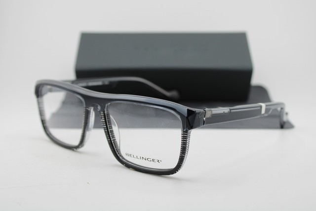NEW BELLINGER DENMARK STARLING C755 GREY BLACK STRIPE AUTHENTIC EYEGLASSES 55-18