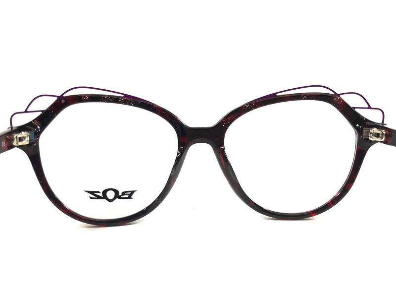 BOZ Eyeglasses Frames FANELIE 3070 Red Spangles Purple Cat Eye 52-16-140 gallery