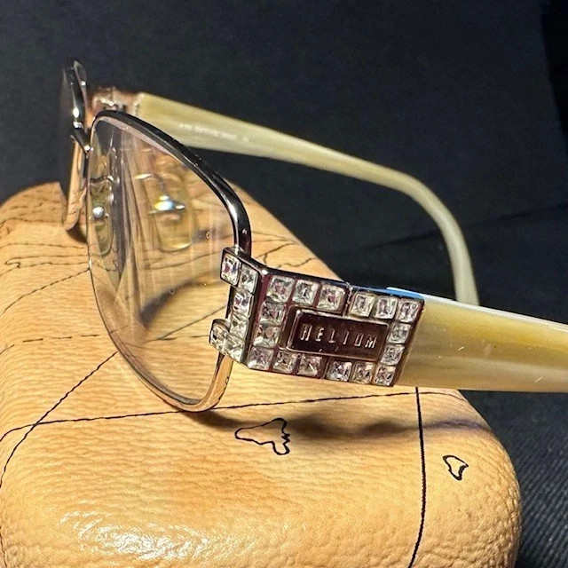 Woman's Eye Glass Frames. Designer Helium -Paris. Rhinestone Gold-tan Frames gallery