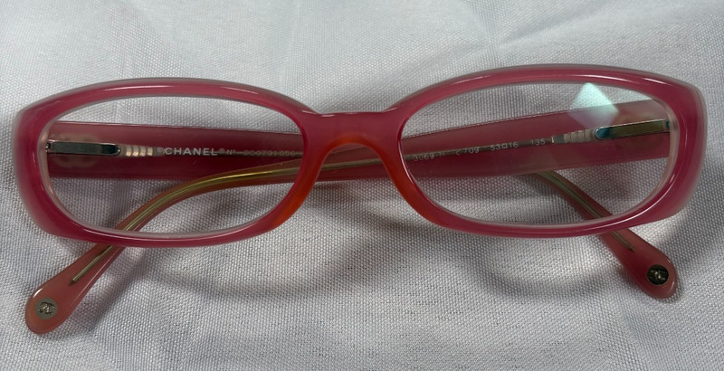 CHANEL 3069-H c.709 Pink Translucent Eyeglass Frames 53-16-135 CC Logo Italy