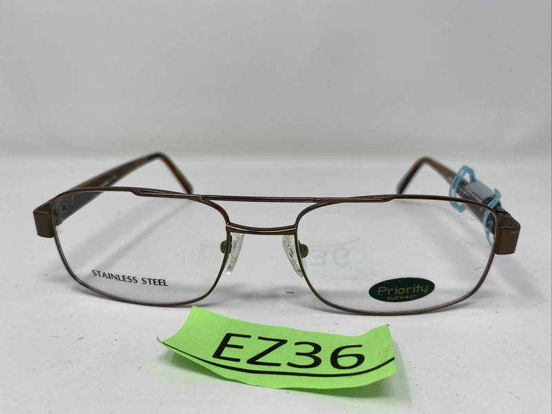 PRIORITY EYEGLASSES FRAME KIRKWOOD C-1 56-18-140 BROWN FULL RIM EZ36 gallery