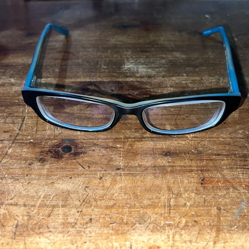 HARD CANDY HC03 Teal Black Womens Rectangle Full Rim Eyeglasses Frame 53-16-135