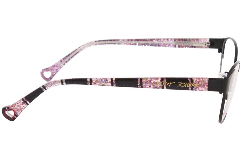 Betsey Johnson Glitz BLK Eyeglasses Women's Black Full Rim Optical Frame 52mm gallery