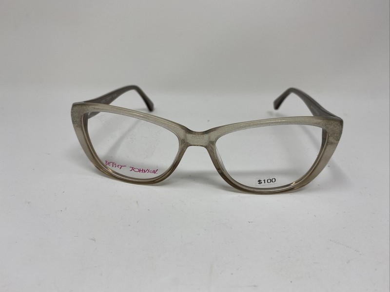 BETSEY JOHNSON EYEGLASS FRAME GLAM GOLD GRAY PLASTIC 50/15/135 FLEX HINGE &E42