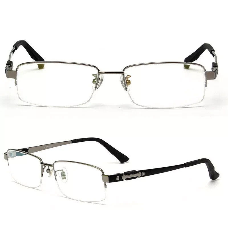 High quality Titanium Gentlemen Glasses Men Semi-Rimless Gunmetal Eyeglass Frame