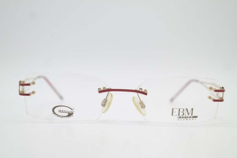 Glasses EBM 1639 Red Gold Rimless Eyeglasses Frame New